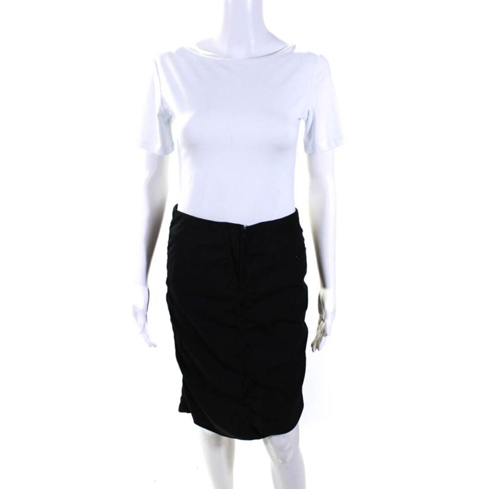 Theory Women's Zip Closure Pockets A-Line Mini Work Skirt Black Size 2